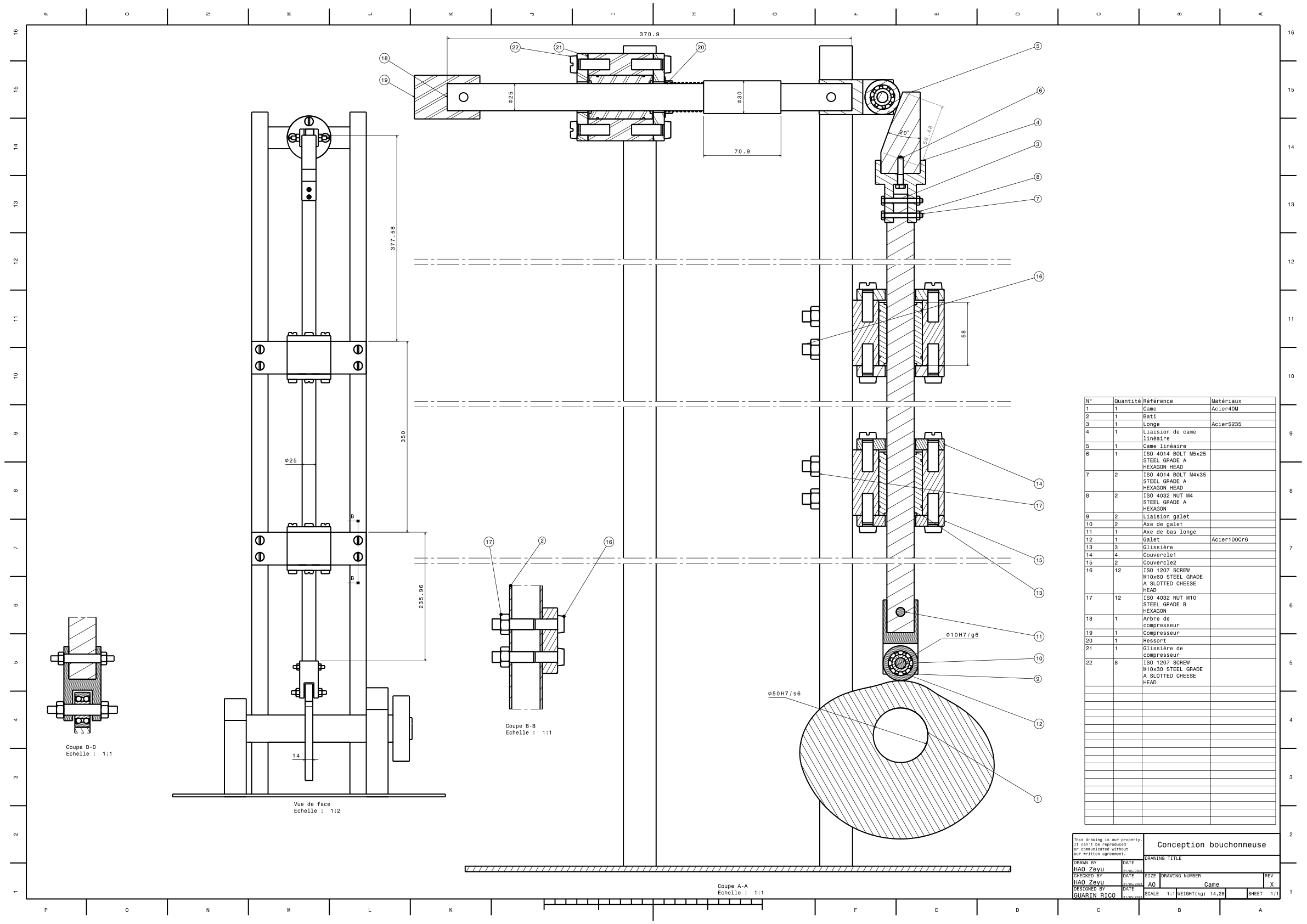Cam mechanism assembly drawing
